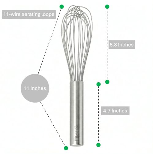WALLFARM Balloon Whisk for Cooking, 11 Inch Stainless Steel