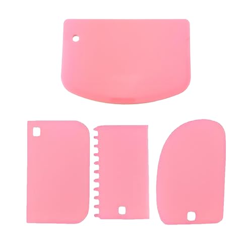 Cake Scraper and Smoother Set, Flexible Dough Spatula for Baking, 4 Pack