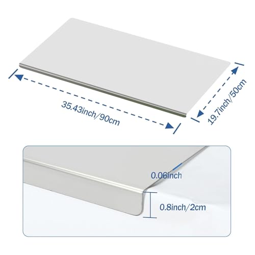tonchean 304 Stainless Steel Chopping Board with Lip, 35.4”x 19.7” Large Steel Cutting Board with Rolling Pin, Metal Noodle Board Pastry Board Kneading Dough Board for Kitchen Restaurant - size: 35.4"L x 19.7"W