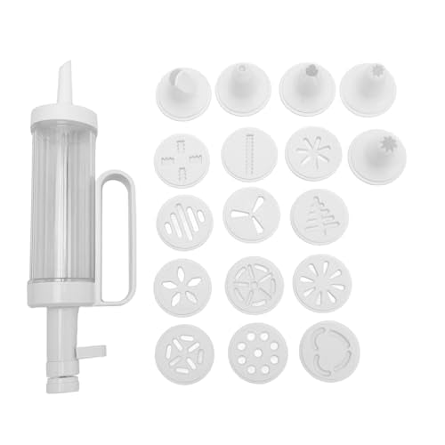 Cookie Press Maker Kit, Manual Multifunctional Biscuit Decorating Press with 12 Discs 5 Nozzles Easy Clean ABS Cookie Cake Decorating Tool for Home Baking Bakers 27cm 17pcs