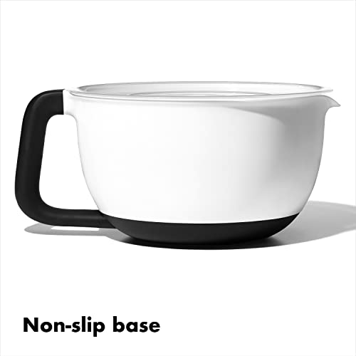OXO Good Grips 4Qt BPA Free Plastic Batter Mixing Bow with Lid, White (Pack of 4) - size: 4QT (Pack of 4)