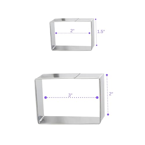 Bakerpan Stainless Steel Rectangle Cookie Cutter Set - (2 Inch & 3 Inch) - style: Rectangle