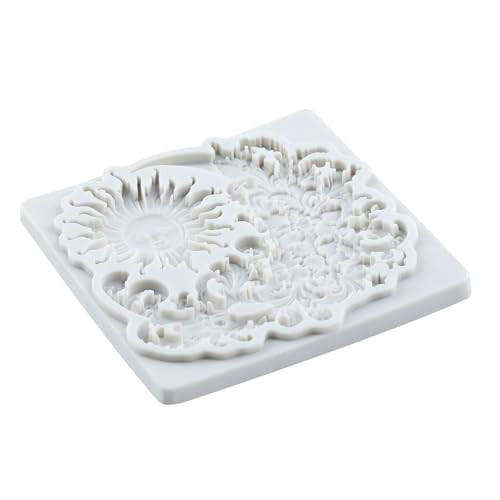 Sun Face Silicone Mold Baroque Curlicues Scroll Lace Fondant Mold - color: Style H