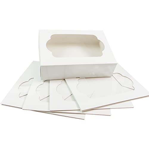 Global Sugar Art 14x10x5 Inch Quarter Sheet Box with Window, White, 5-Count - color: White