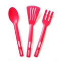 Kitchen Cooking Tools 3Pcs Mini Nylon Kitchen Utensils Set Slotted Turner Solid Spoon Fork Dinner Tools (red) - color: Red