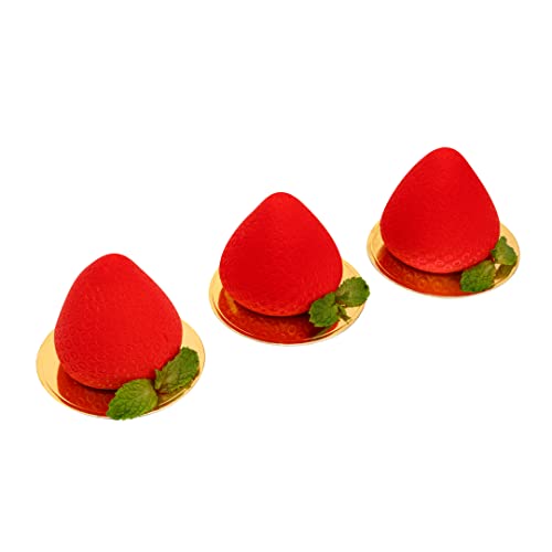 Pastry Tek 8 Cavities Strawberry Silicone Molds, 10 Oven-Ready Strawberry Molds - Flexible, Freezable, White Silicone Fruit Silicone Molds, Easy Release, For Baking - Restaurantware - size: 10 Count, style: Strawberry 8 Compartment