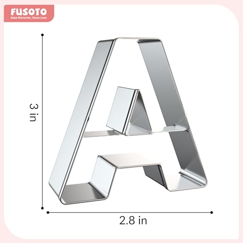 FUSOTO 26PCS Alphabet Letters Cookie Cutters Set, Letters A-Z, 3 Inches - style: 26PCS-Letter （3 inches）