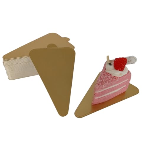 4.6 Inch Gold Triangle Cake Boards, Disposable Mini Cardboard Cake Plates, Golden Paper Dessert Mousse Cake Slice Base for Cheesecake, Cupcake, Treats, Wedding & Birthday Party Supplies (200 Pack)