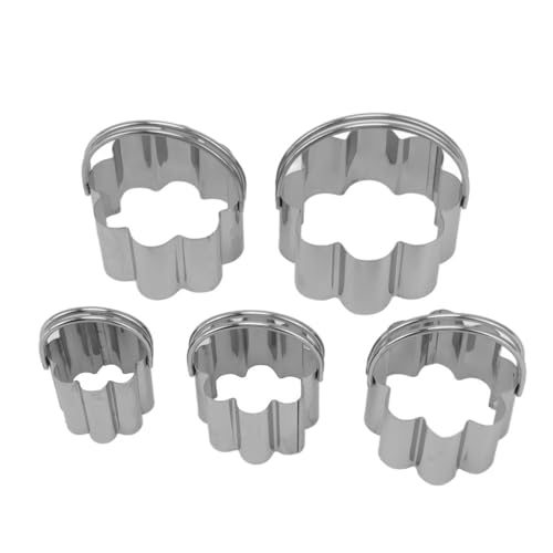 5Pcs Stainless Steel Cookie Cutters Set with Handle, 5 Sizes Baking Mould for Biscuits Scones, Easy Clean Dishwasher Safe(Flower) - size: Flower