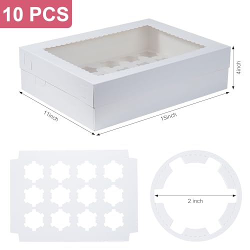 10Pack Cupcake Boxes with Window, 24 Count Cupcake Carriers - color: Blue & Pink