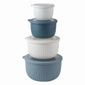 COOK WITH COLOR Prep Bowls with Lids- Wide and Deep Nesting Plastic Small Mixing Bowl Set with Lids, 8 Piece Set - Deep Bowls, Blue/Grey - color: Blue/Grey, size: 8 Piece Set - Deep Bowls