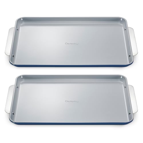 Caraway Non-Stick Ceramic Large Baking Sheet Duo - color: Navy, size: 2x Large 18" x 13"
