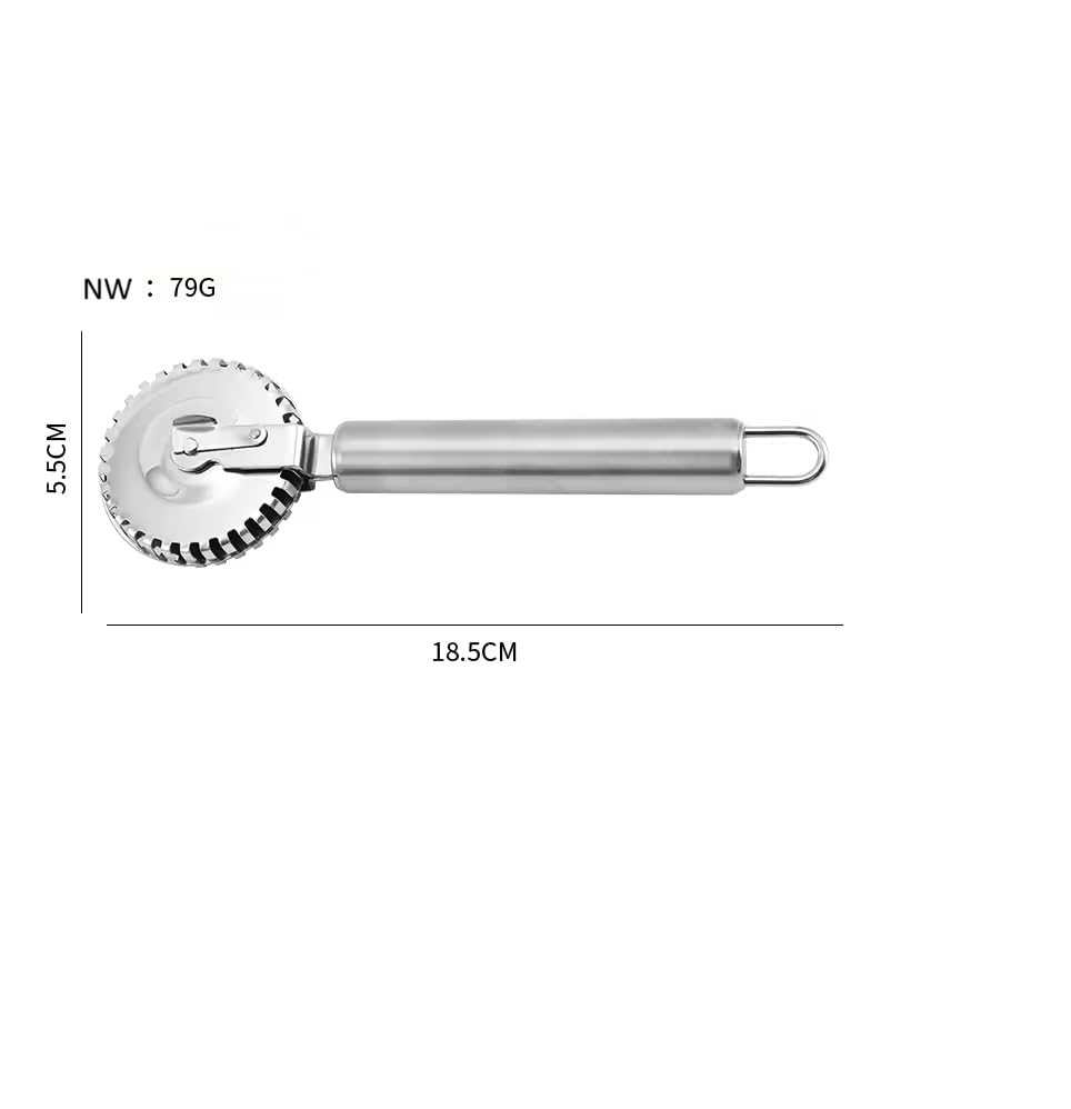 MyHoome Ravioli Cutter with 430 Stainless Steel Wheel, Ideal for Cutting, Sealing, and Crimping Fresh Pasta, Pastry Dough, pierogi and dumplings, multi pastry cutter, pastry cutter crimper. Silver.