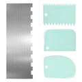 4Pack Stainless Steel Scraper Set 8.66Inch(22cm) Double-Sided Patterned Edge Comb & 3Pcs Shape Scrapers