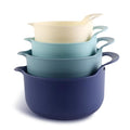 COOK WITH COLOR Nesting Plastic Mixing Bowl Set with Pour Spouts and Handles, Ombre Blue, 4 Piece Non-Slip - color: Ombre Blue, size: 4 Piece Non-Slip