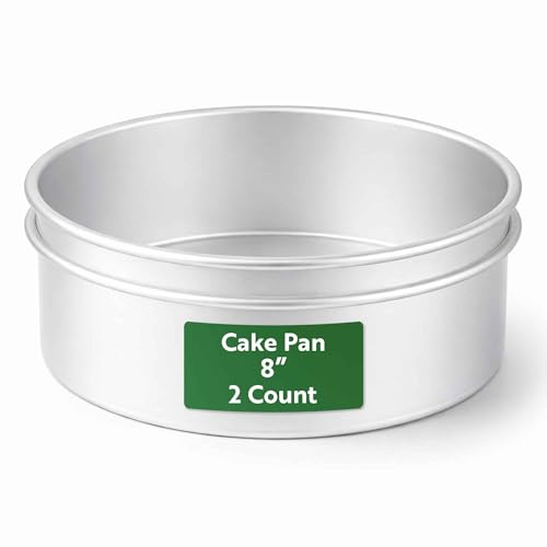 Restaurantware Round Aluminum Straight Sided Cake Pan, 2 Pack - size: 8 x 2 inch (Pack of 2)