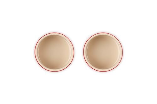 Le Creuset Stoneware Round Straight Wall Ramekin, Set of 2, Cerise - color: Cerise