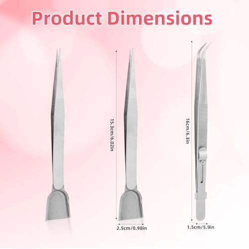 3pcs Cake Decorating Tools Kit, 1 Bent Tip Tweezers & 2 Shovel Tip Tweezers Stainless Steel Professional Sprinkles Tools Baking Cupcake & Cookies Pen Gadget Decoration Supplies (Style C) - style: Style C