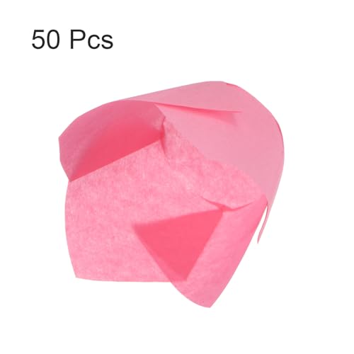 HARFINGTON 50Pcs Tulip Cupcake Liners Standard Paper Baking Cups Rose Red - color: Rose Red
