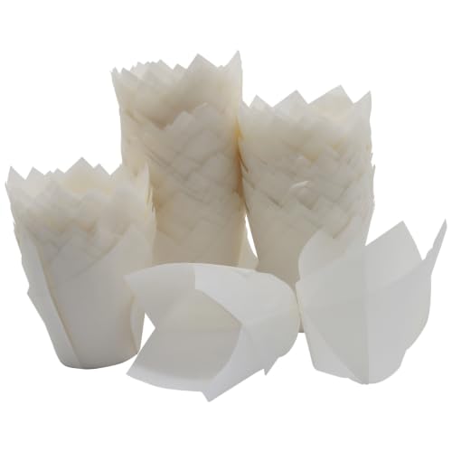 200 Pcs White 1.9 Inch Base Mini Tulip Cupcake Liners - color: White