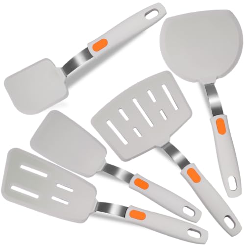 5-Pack Silicone Spatula Set Turner Spatulas (Beige) - color: Beige