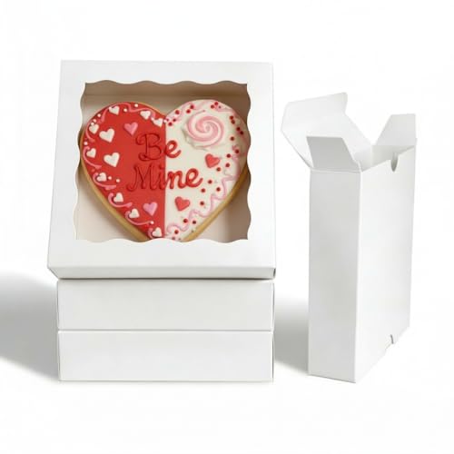 NEKSUNBAK 50PCS 5x5x1.2 inch White Cookie Gift Boxes