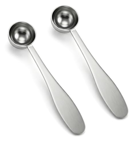 2 Pcs Tea Scoop, Teaspoon Measuring Spoons Stainless Steel (5ml, Silver)