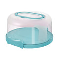 Top Shelf Elements Round Cake Carrier Two Sided Cake Holder Serves as Five Section Serving Tray, Portable Cake Stand Fits 10 inch Cake, Cake Box Comes With Handle, Cake Container Holds Pies (Aqua) - color: Aqua