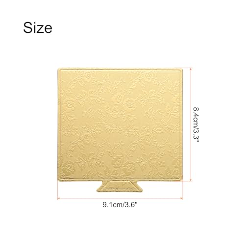 uxcell 100pcs Mini Cake Boards, Mousse Cake Cardboards Square Cake Bases Plates Cupcake Dessert Displays Base Tray for Cupcakes, Cakes, Pastries, Dessert Base - Grease Proof (Floral Gold) - color: Floral Gold, size: 3.6 x 3.3 inch