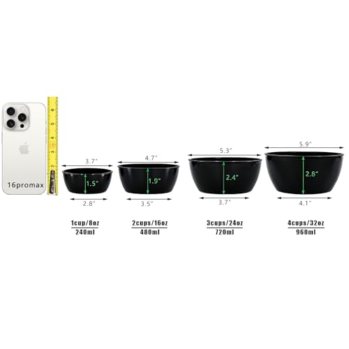 4-Piece Halloween Classic Plastic Bowls with Lids - 8/16/24/32oz - color: Black