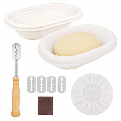 2‑Pack 10.9‑Inch Oval Molded Pulp Bread Proofing Basket Kit