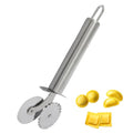 Pastry Cutter Double Wheel, Stainless Steel Pastry Wheel Cutter Tool for Pizza, Pasta, Ravioli, Cookie, Cheese Slicer - 6.5 Inch Dual-Head Baking Utensil - color: Silver