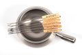 Official Melting Pot 8-Piece Fondue Set, 2-Qt Stainless Steel Pot, 6 Forks
