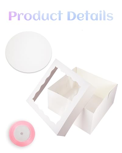 Bakepacker 36pcs 12"x12"x8" Cake Boxes with Window, White - color: White, 12"x12"x8", 18Pcs