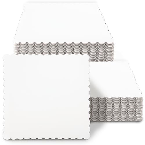 qiqee White 9 Inch Wave Cake Boards 15-Packs Squares Base Food-Grade Cardboard Wave Cake Plate（Thinner But Stronger） - size: 9 inch cake boards