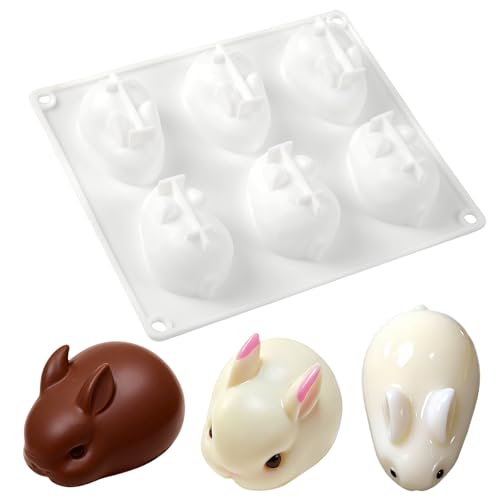 Silicone Easter Mousse Cake Mold Nonstick Baking Chocolate Jelly Pudding Molds for Easter Birthday Ice Cream Loaf Muffin Candy Pie Bread Soap (Little Rabbit 6 Cavities) - color: Little Rabbit 6 Cavities