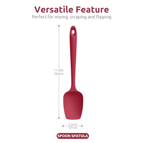 U-Taste Silicone Spoon Spatula Set of 3, 600°F High Heat Resistant, Red - color: Red