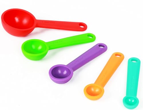 Silicone Measuring Spoons Set of 5, Assorted Colors