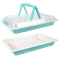 2-Pack 15x10 Sheet Cake Pan with Lid, 2" Deep Nonstick, Teal - color: Teal