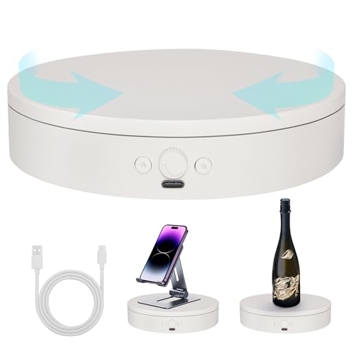 Rotating Display Stand,360° Silent Spinning Display Stand,Speed-adjustable Spinning Platform,Bidirectional Rotating Display Base,Multi-power Electric Turntable For Photography(5.91inch/W) - size: 5.91inch/White/11Lbs Load