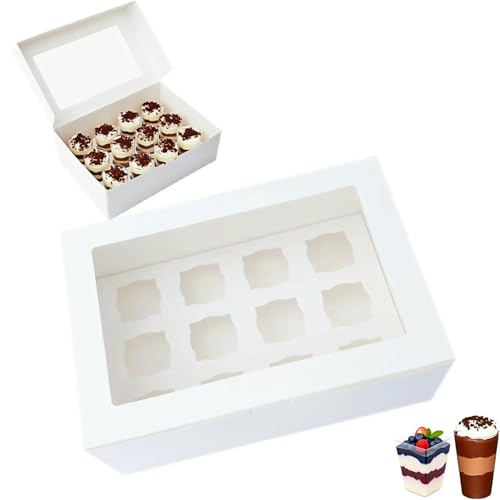 Dessert Shooter Boxes, 6-Pack, Holds 12 Count 5 oz Dessert Shooters, Food-Grade Carrier Containers - color: White