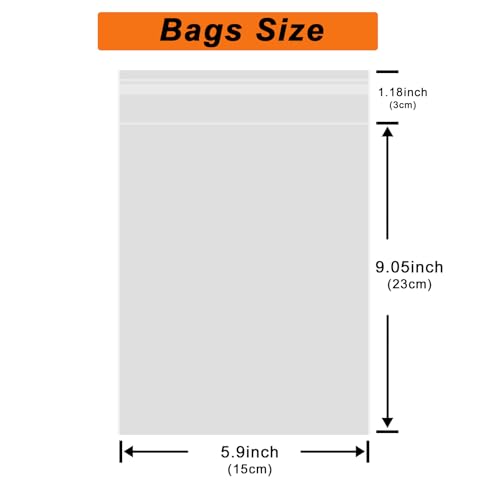 200 Pcs Self Sealing Cellophane Bags, 6x9 Inches Cookie Bags, Resealable Cellophane Bags Self Adhesive for Bakery Cookies Candy Snack - size: 6'' x 9''