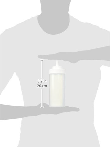 Winco 16 oz Clear Plastic Squeeze Bottles Wide Mouth (Set of 6) - size: 16 Ounces (Pack of 6)