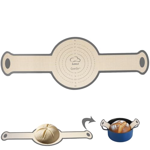Silicone Bread Sling, Non-Stick & Easy Clean Dutch Oven Baking Mat with Longer Handles, Silicone Baking Sling to Transfer SourDough Easily, Reusable Bread Mat Set - color: 1 Pc Grey Round