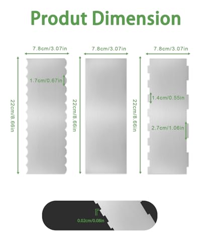 3PCS Stainless Steel Cake Scraper Set, Frosting Scraper Tools - color: Stainless Steel 3PCS