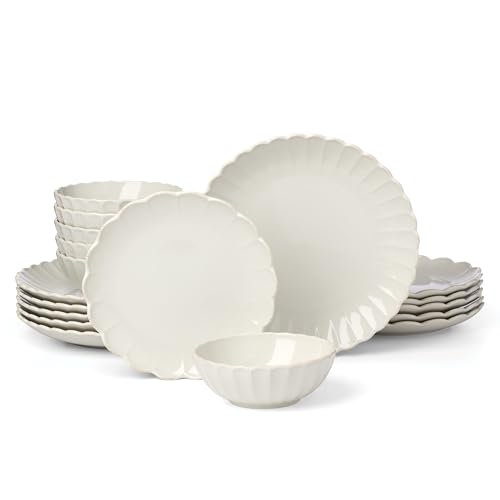 Lenox French Perle Scallop White Stoneware 18-Piece Dinnerware Set for 6 - color: White, style: 18-Piece Dinnerware Set