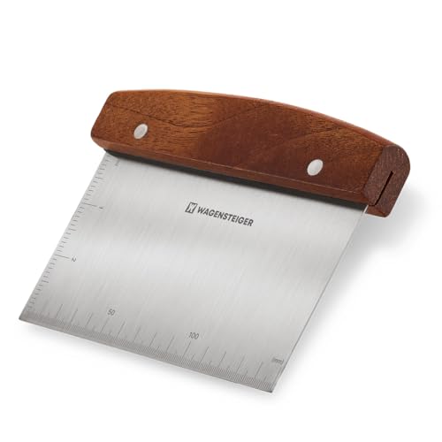 Stainless Steel Dough Scraper with Wooden Handle | Bench Scraper for Bread & Pizza Dough, Pastry Cutter, Chopper | Heavy-Duty Baking Tool for Kitchen Prep, Griddle Cleaning & Pastry Making