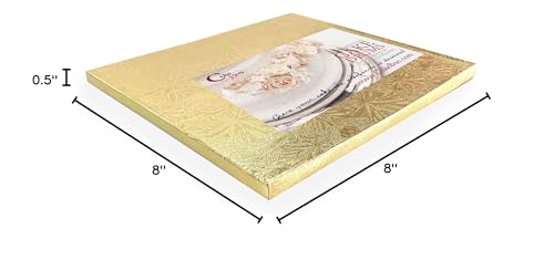 Cakebon Cake Boards 8" Gold Square Cake Drums 1/2" Wrapped Edge 1Pack - color: Gold, size: 8 Inch
