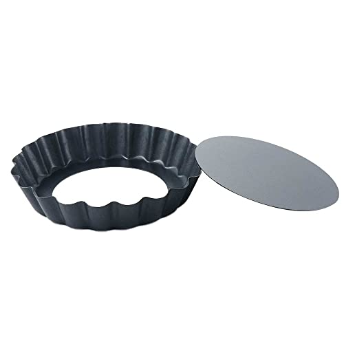 Round 4 Inch Mini Pie Muffin Cupcake Pans, Non-Stick Tart Quiche Flan Pan Molds Pie Pizza Cake Mould with Removable Loose Bottom(black) - color: Black