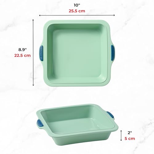 Starfrit Silicone Bakeware 8" (20cm) Muffin Pan, Metal Frame, Green - size: Square Cake